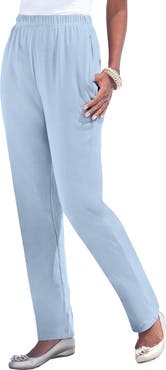 Roaman's Plus Size Soft Knit Relaxed Pull-On Straight Leg Pant