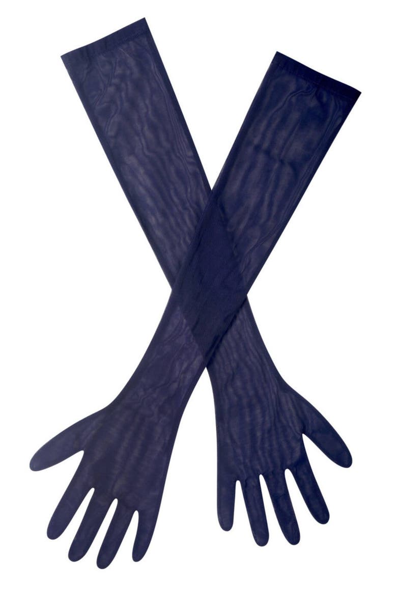 Miss Circle Ora Mesh Opera-Length Gloves, Main, color, Navy