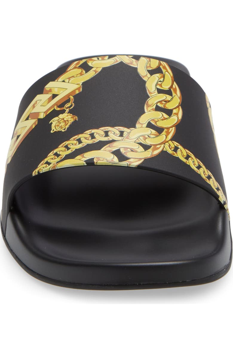 Versace Chain Print Slide Sandal, Alternate, color,