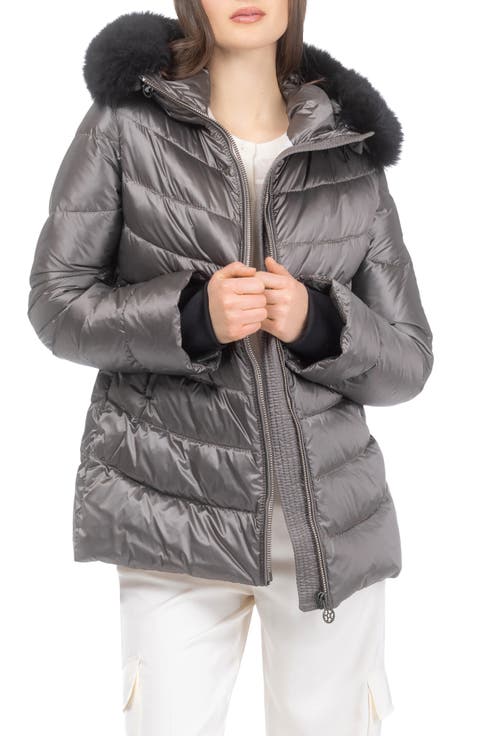 Apres-Ski Mid Jacket With Detachable Genuine Shearling Hood Trim