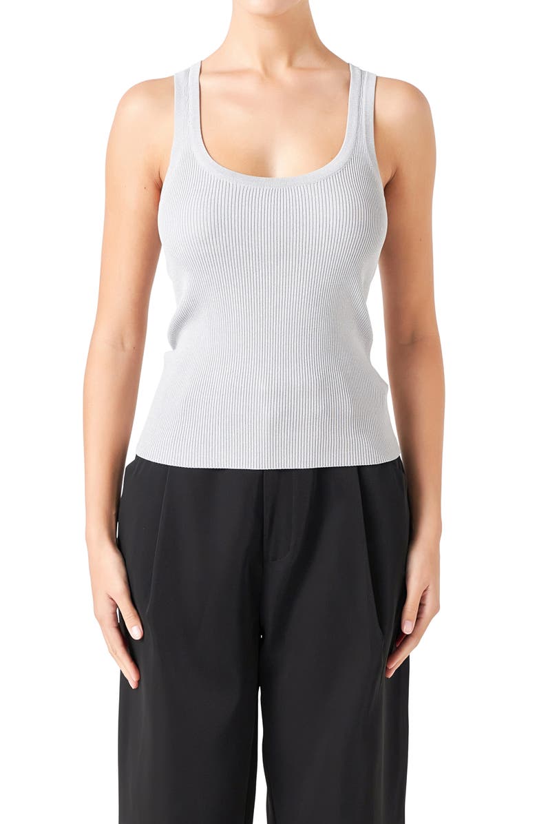 Endless Rose Ribbed Sweater Tank Top, Alternate, color, Heather Grey