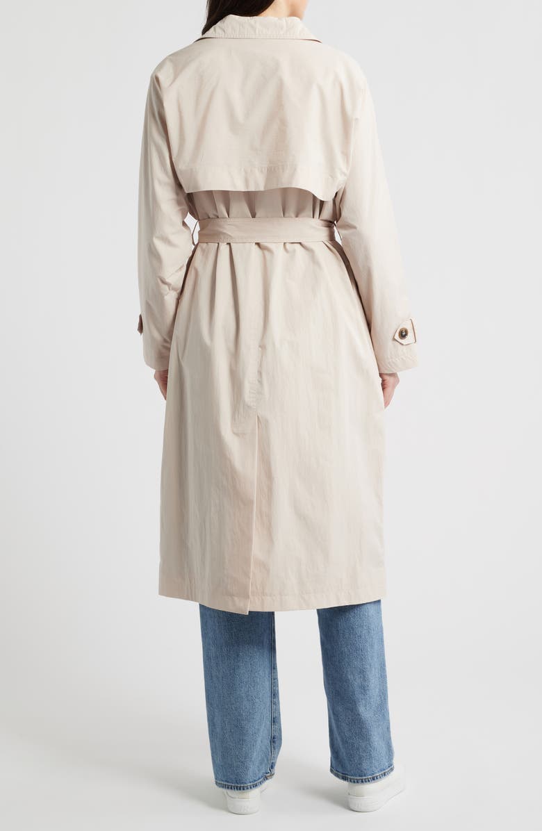 Bernardo Long Double Breasted Trench Coat, Alternate, color, Egg Shell
