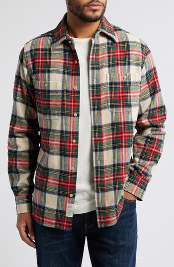 Schott NYC Two-Pocket Long Sleeve Flannel Button-Up Shirt