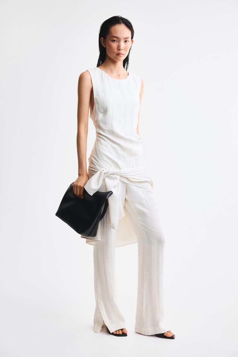 Open-back Linen-blend Top, Alternate, color, Cream