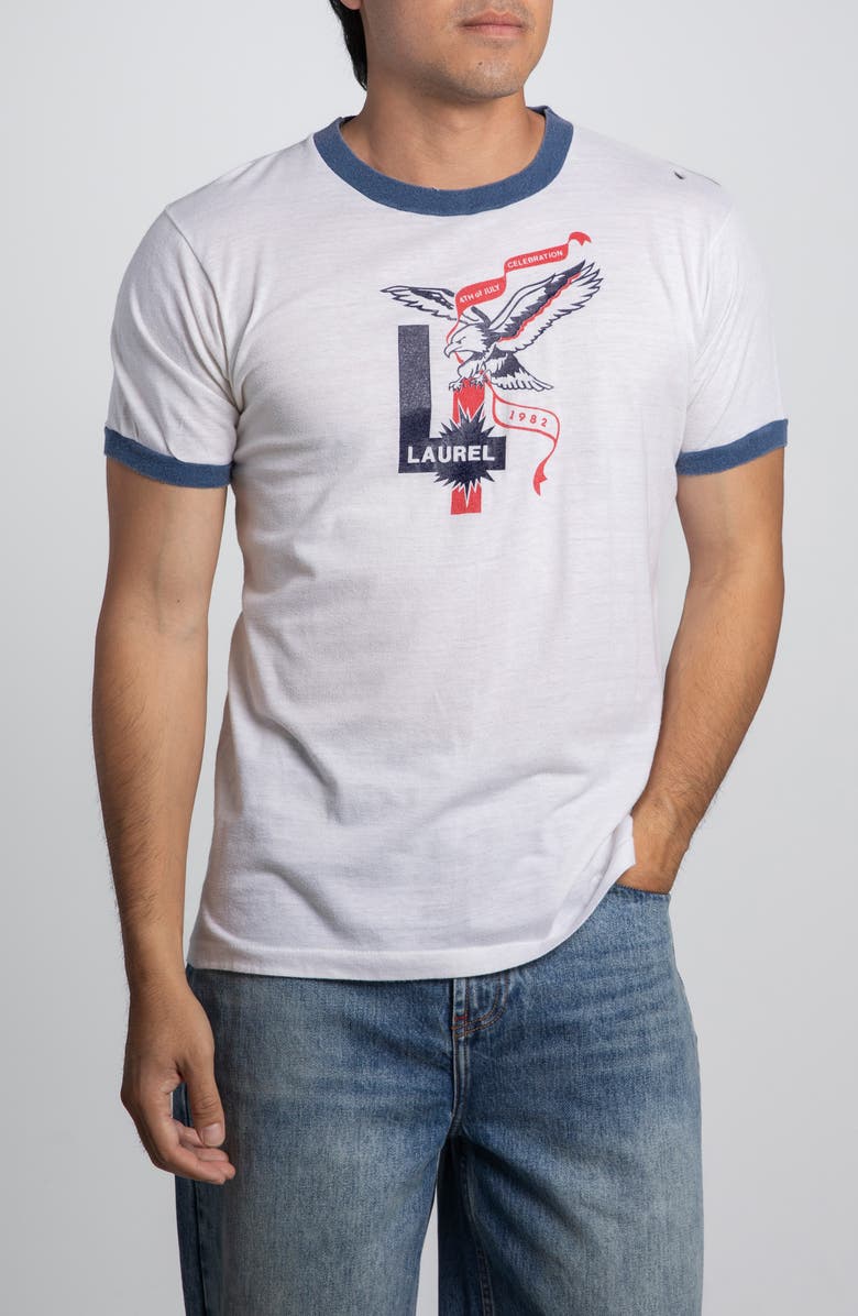 Elwood Vintage Laurel Ringer Tee, Main, color, White/ Navy