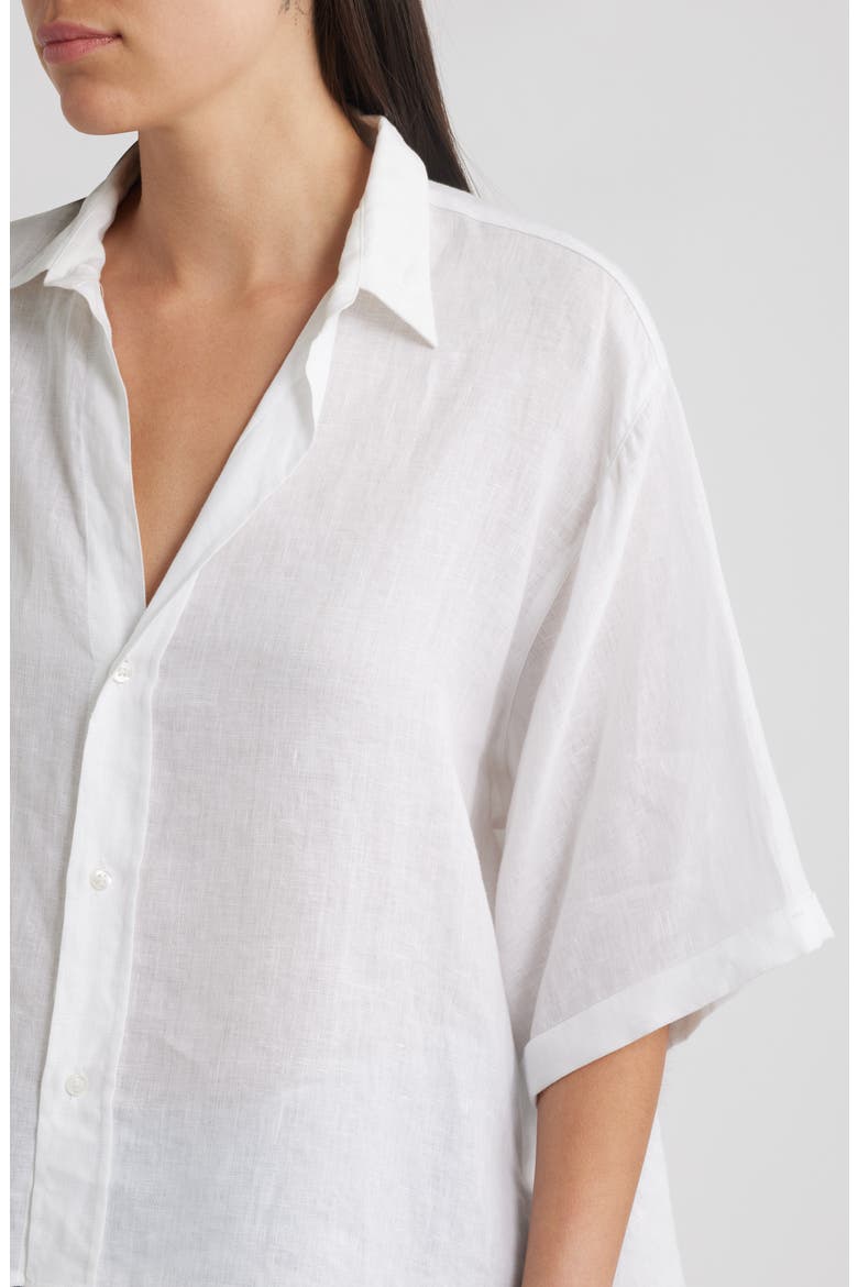 Short Sleeve Linen Button-Up Shirt, Alternate, color, WHL