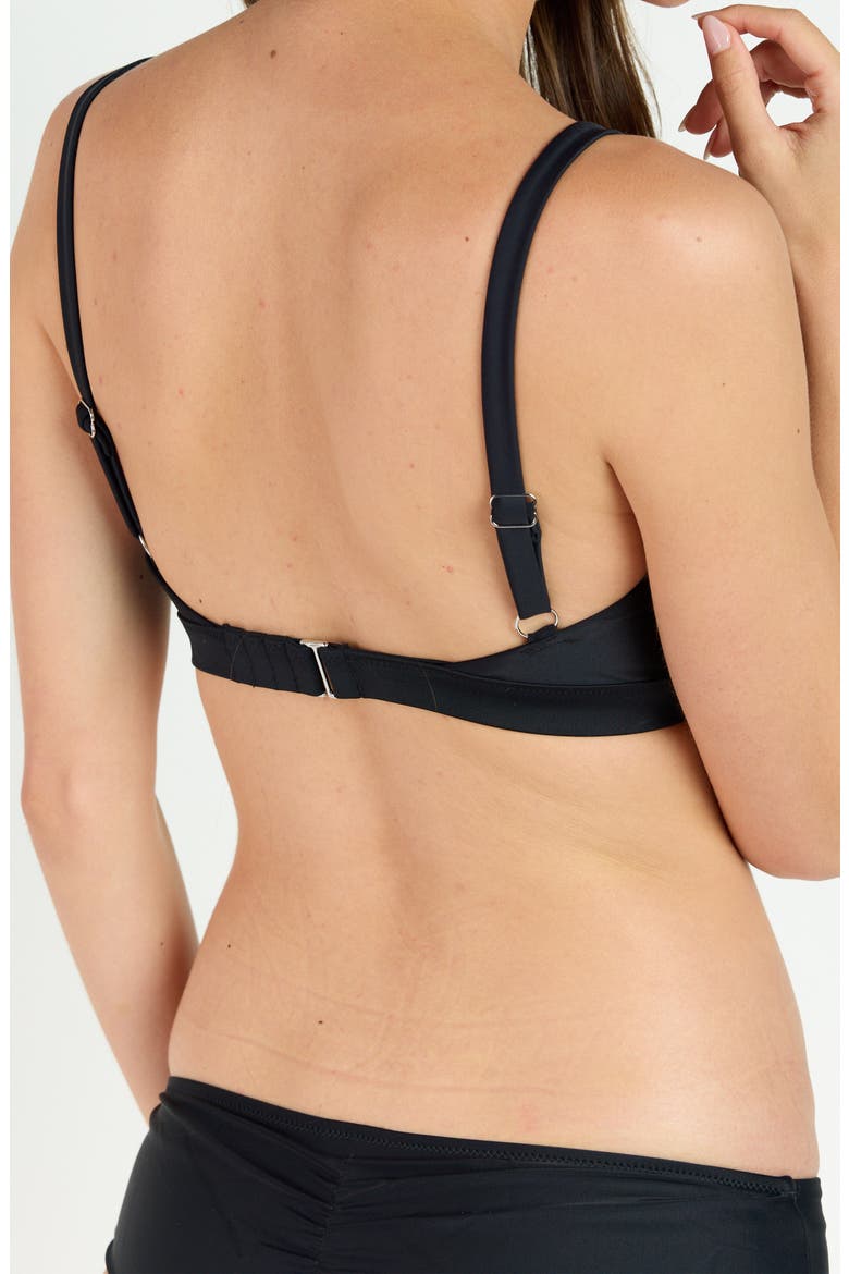 Adjustable Strap Clasp Swim Bra, Alternate, color, Black