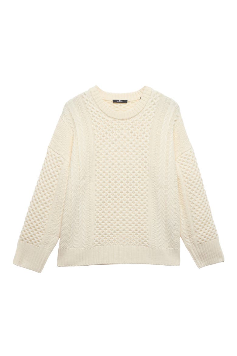 Fisherman Wool Sweater, Alternate, color, WOOL ECRU