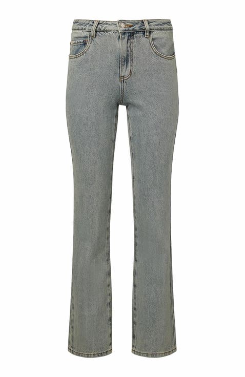 Mid Rise Straight Flare Jean