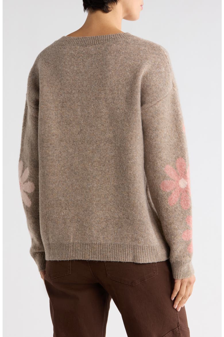 Daisy Jacquard Cardigan, Alternate, color, DARK OATMEAL