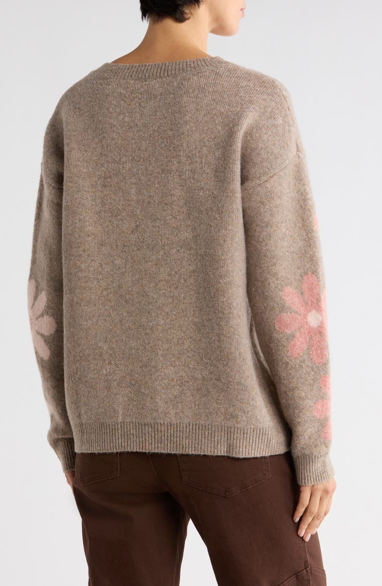 Bobeau Daisy Jacquard Cardigan, Alternate, color, Dark Oatmeal