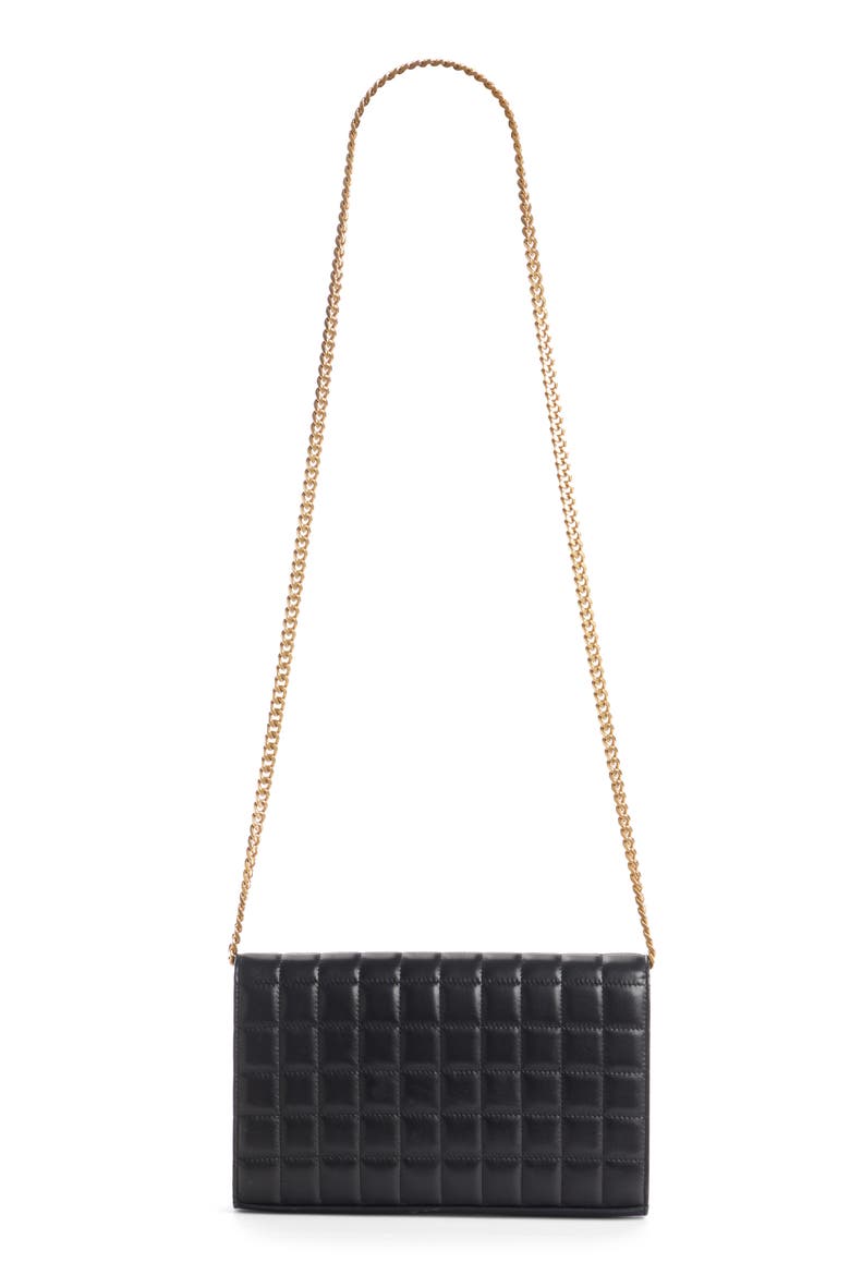 Cassandre Quilted Leather Wallet on a Chain, Alternate, color, NERO