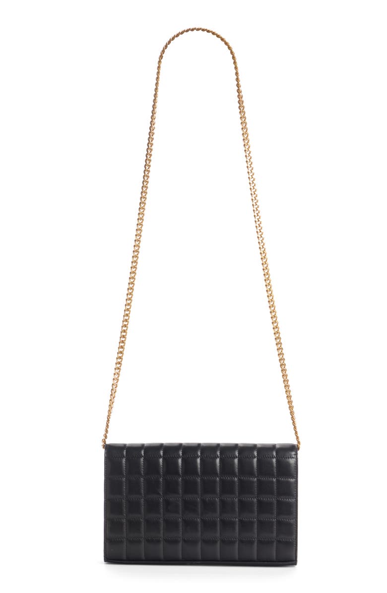 Saint Laurent Cassandre Quilted Leather Wallet on a Chain, Alternate, color, 