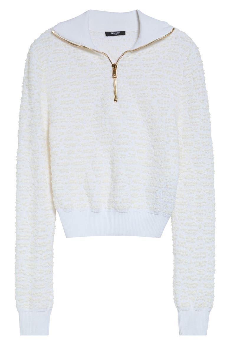 Half Zip Tweed Jacquard Sweater, Main, color, 0FA WHITE