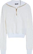 Balmain Half Zip Tweed Jacquard Sweater