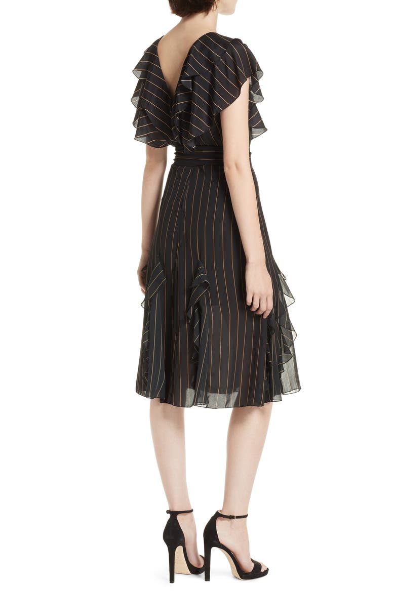 Tessa Ruffle Godet Stripe Dress, Alternate, color, PINSTRIPE