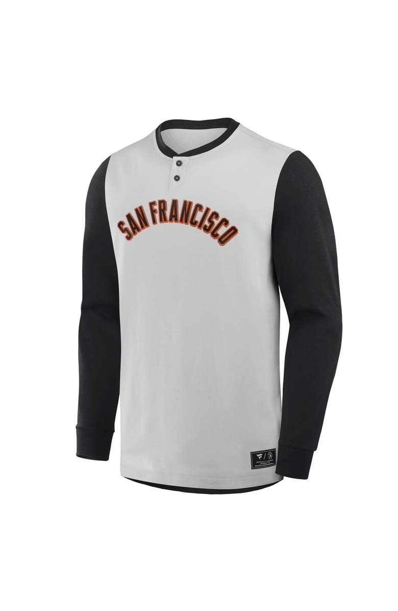 FANATICS Men's Fanatics Gray/Black San Francisco Giants Clubhouse Long Sleeve Henley Shirt, Alternate, color, Gray