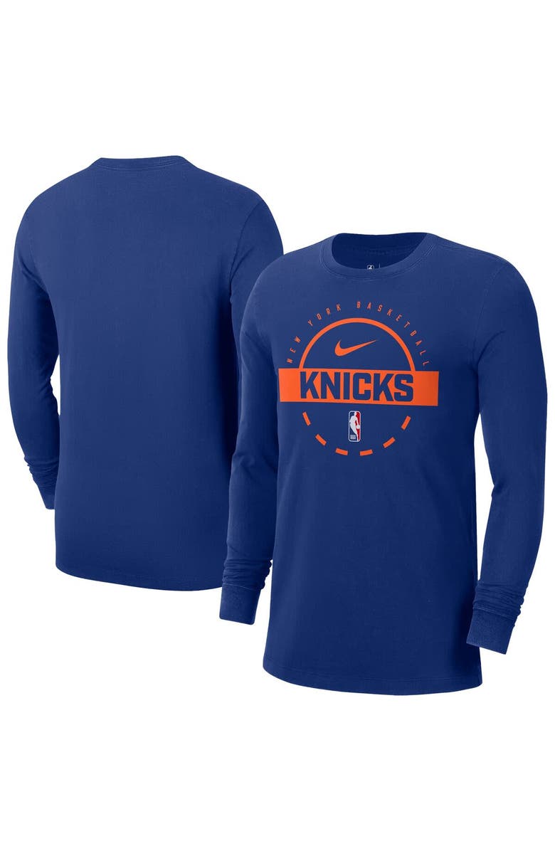 Nike Men's Nike Blue New York Knicks Authentic Long Sleeve Practice T-Shirt, Main, color, Blue