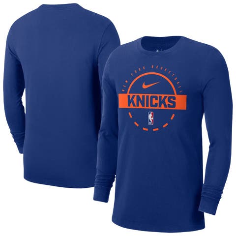 Men's Nike  Blue New York Knicks Authentic Long Sleeve Practice T-Shirt