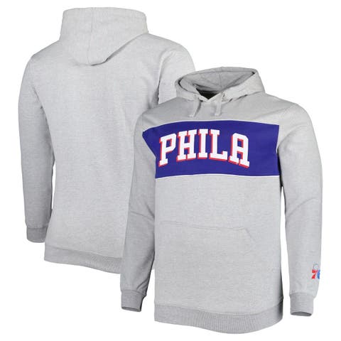 Men's Fanatics Branded Heather Gray Philadelphia 76ers Big & Tall Wordmark Pullover Hoodie