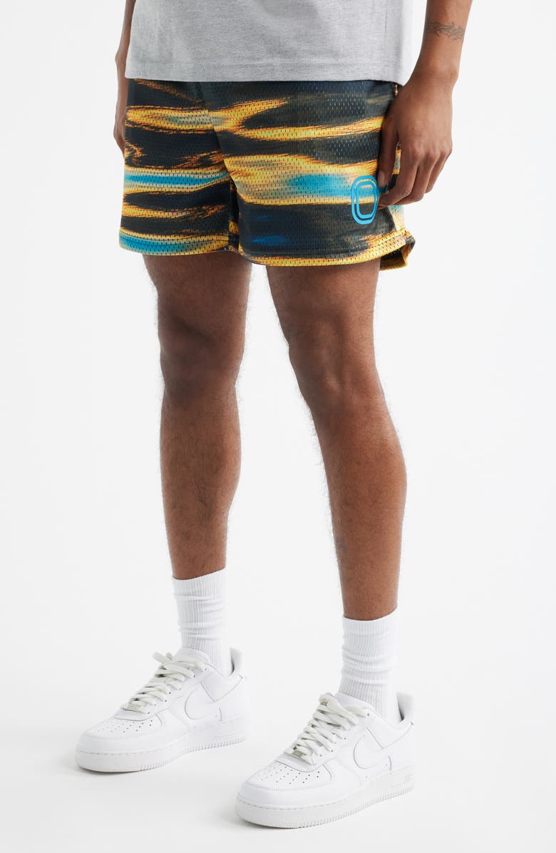 OVERTIME Splash Mesh Shorts, Alternate, color, Yellow