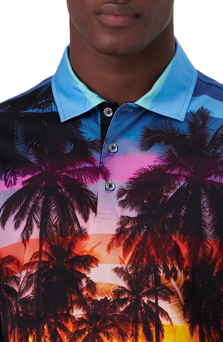 Bugatchi Digital Print Cotton Polo Shirt, Alternate, color, Tangerine