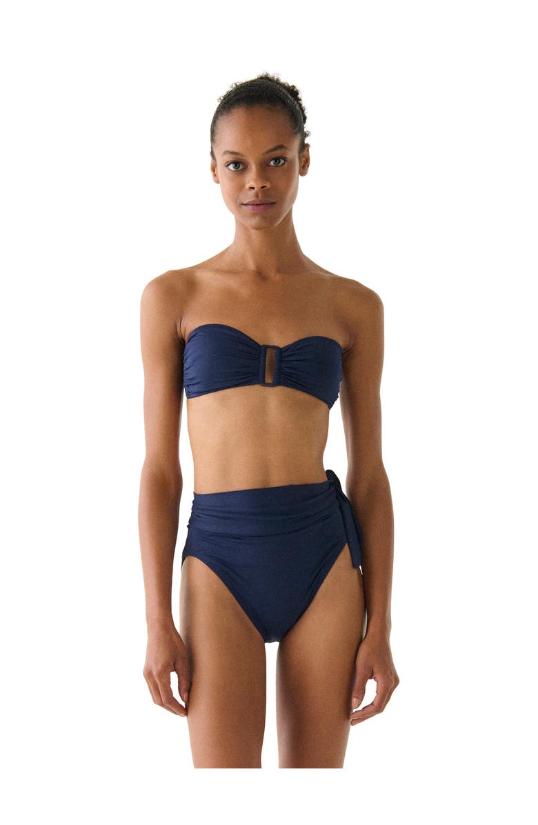 Kate Spade New York Solids Ring Front Bandeau Bra Swim Top, Main, color, Planetary Navy