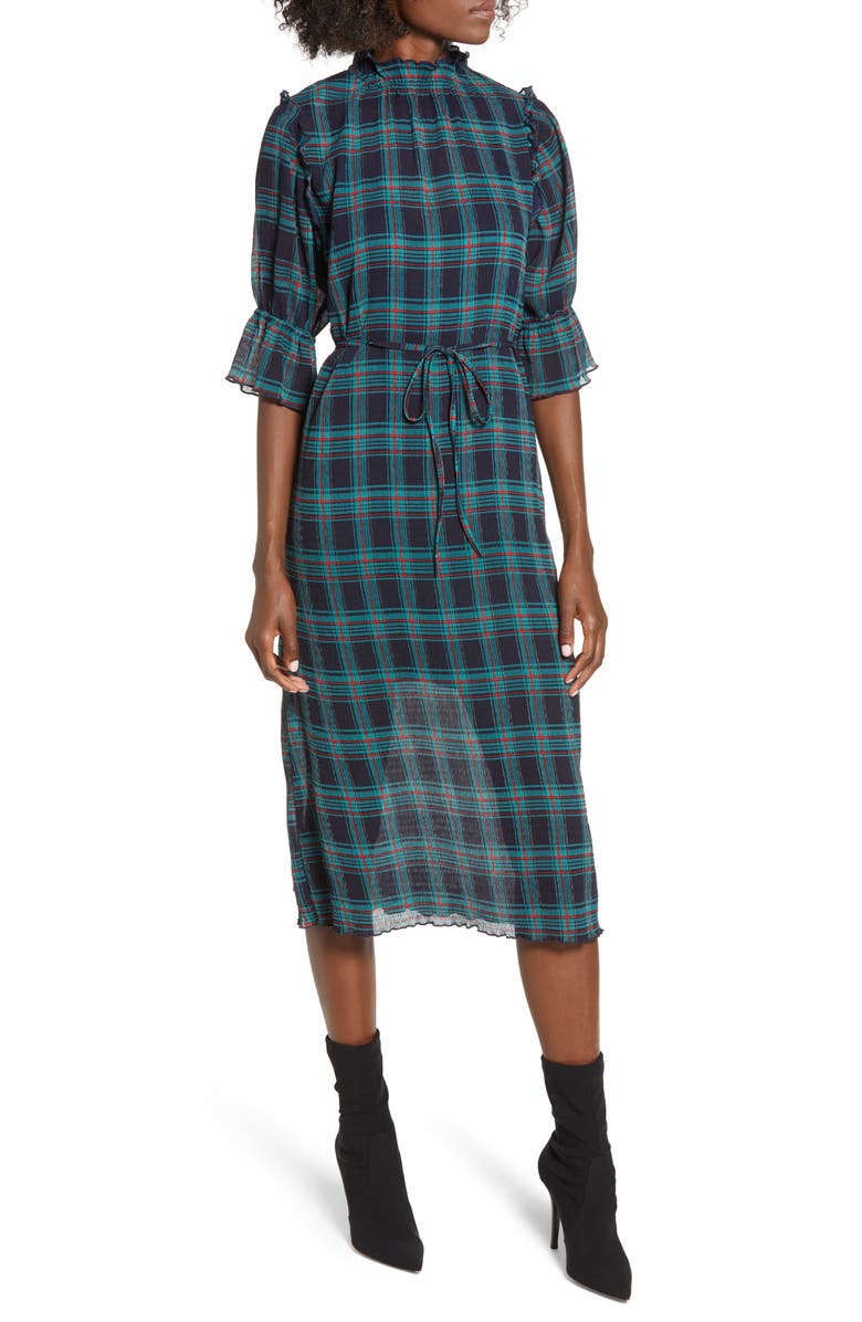 The Fifth Label Zone Tartan Midi Dress, Main, color, 