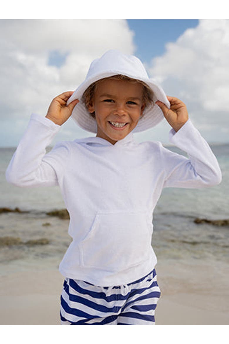 Kids UPF 50+ Terry Beach Bucket Sun Hat, Alternate, color, White