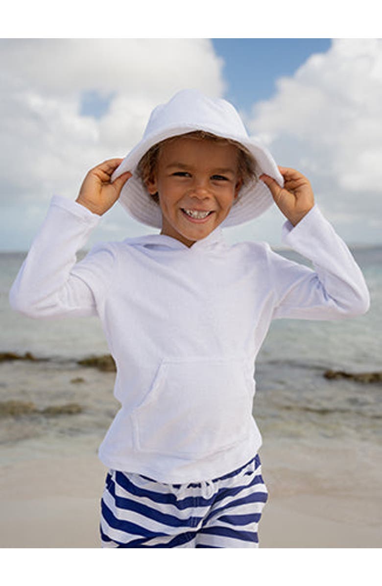 Flap Happy Kids UPF 50+ Terry Beach Bucket Sun Hat, Alternate, color, White