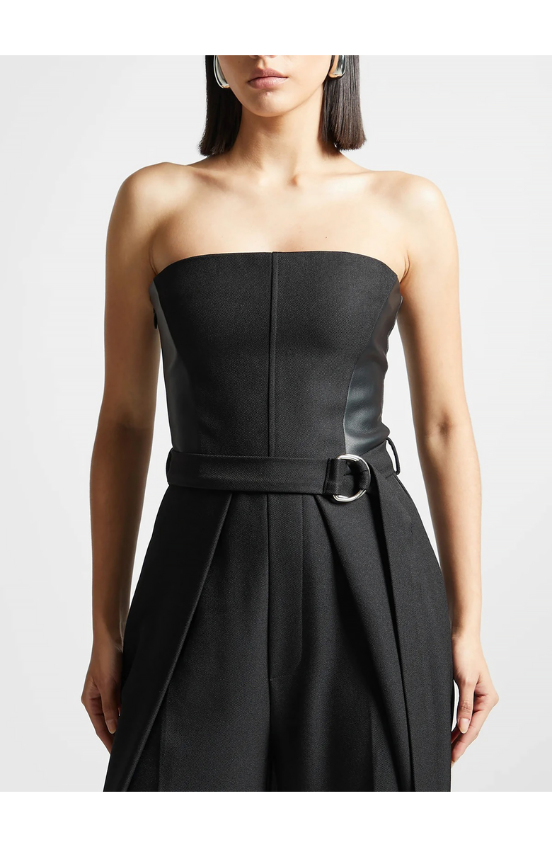 Manière De Voir Sabine Tailored Pleat Jumpsuit with Belt, Alternate, color, Black