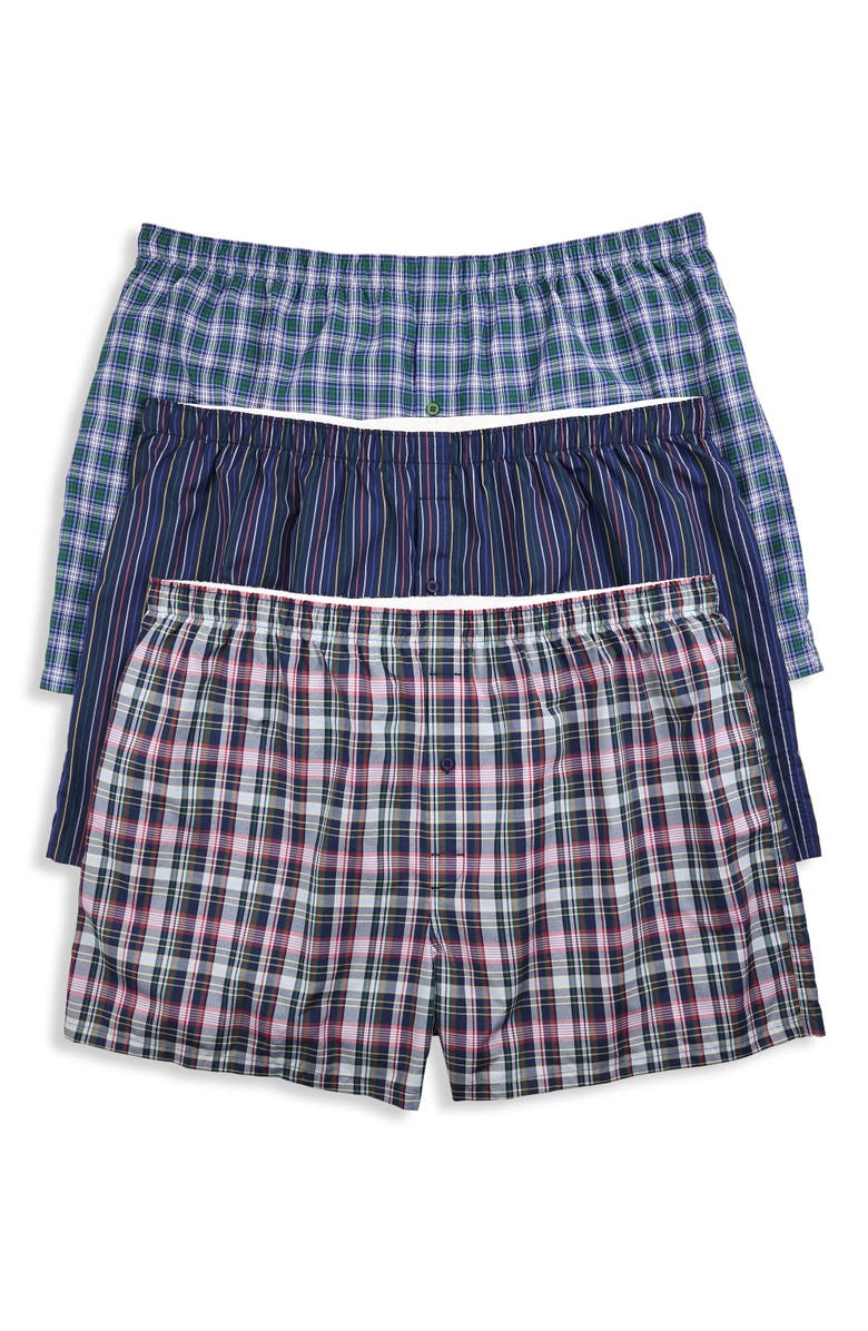 Harbor Bay by DXL Big & Tall 3-pk Academy Woven Boxers, Main, color, Watermelon