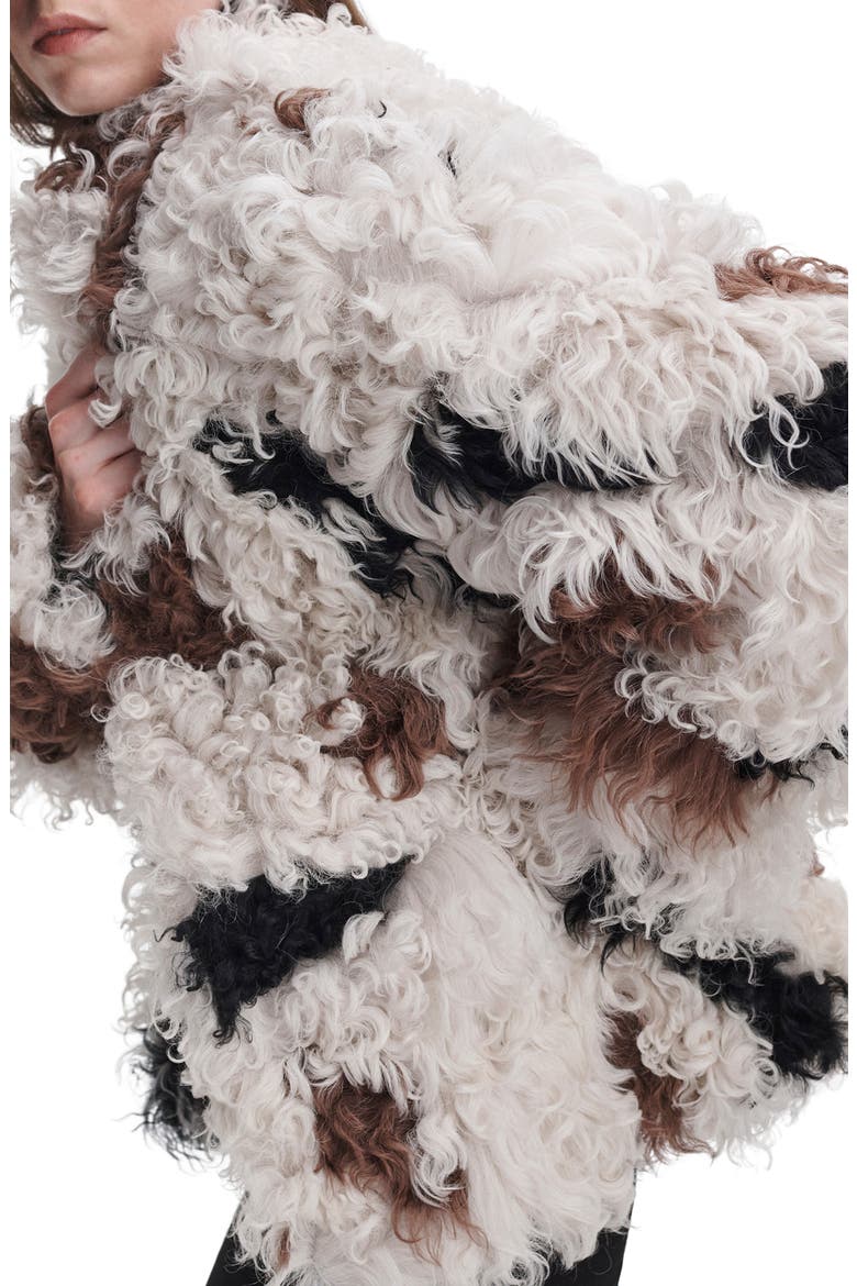 Lori Genuine Shearling Coat, Alternate, color, BEIGE MULTI