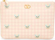 Valentino Garavani Medium VLOGO Signature Flat Leather Pouch Clutch