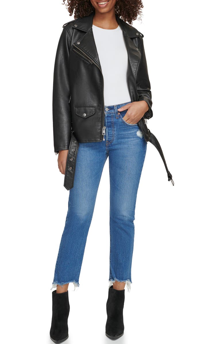 Levi's<sup>®</sup> Longline Belted Faux Leather Moto Jacket, Alternate, color,
