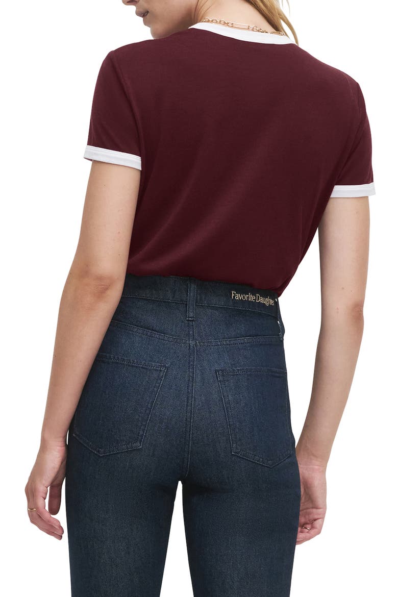 Logo Crop Ringer T-Shirt, Alternate, color, BURGUNDY/ WHITE