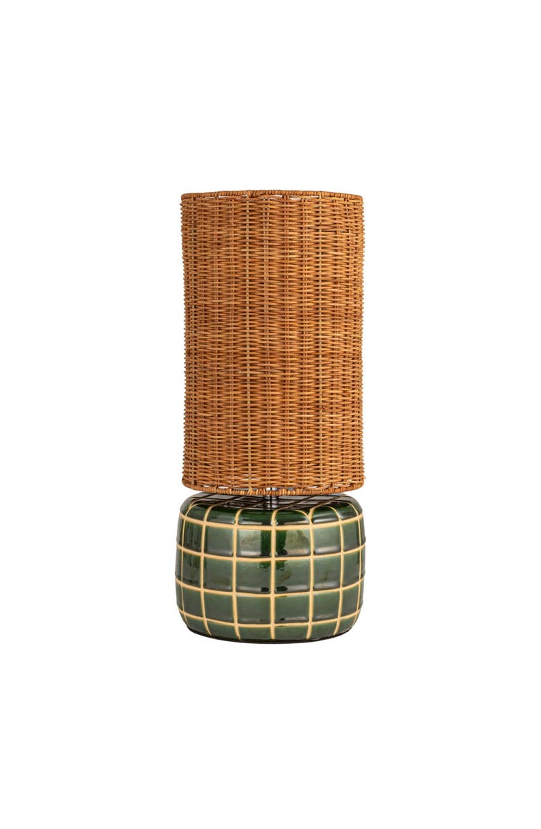 Storied Home Tiled Table Lamp with Hand-Woven Shade and Inline Switch, Alternate, color, Green