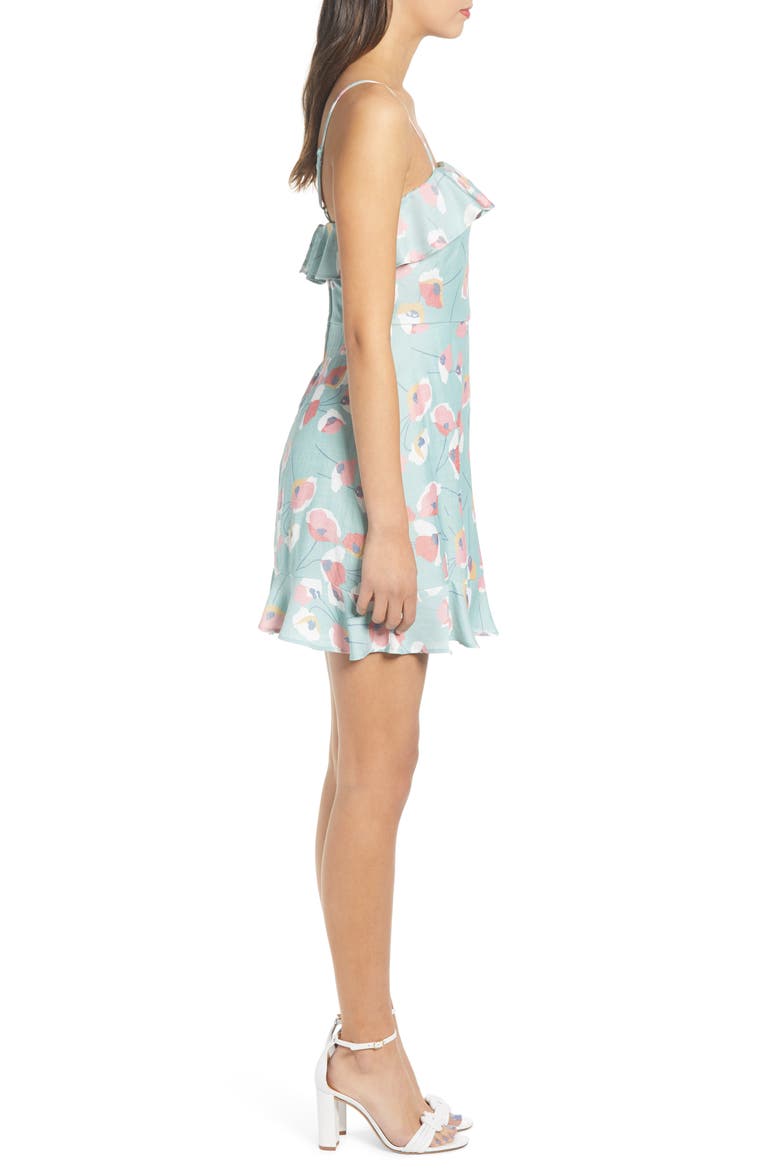 Ruffle Minidress, Alternate, color, AQUA FLORAL