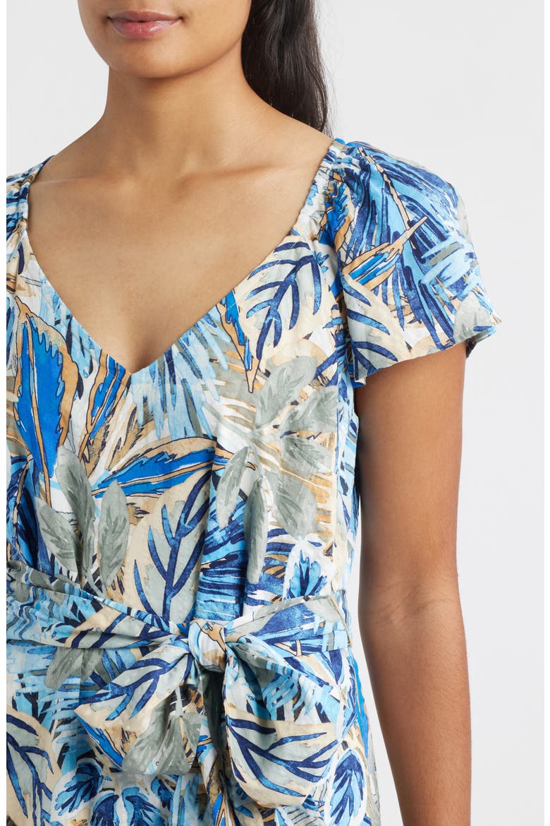 Frond Grove Print Dress, Alternate, color, CROISSANT