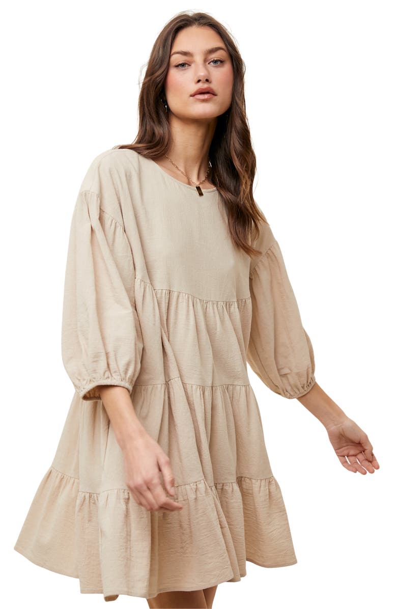 WISHLIST Tiered Cotton Babydoll Dress, Alternate, color, Natural