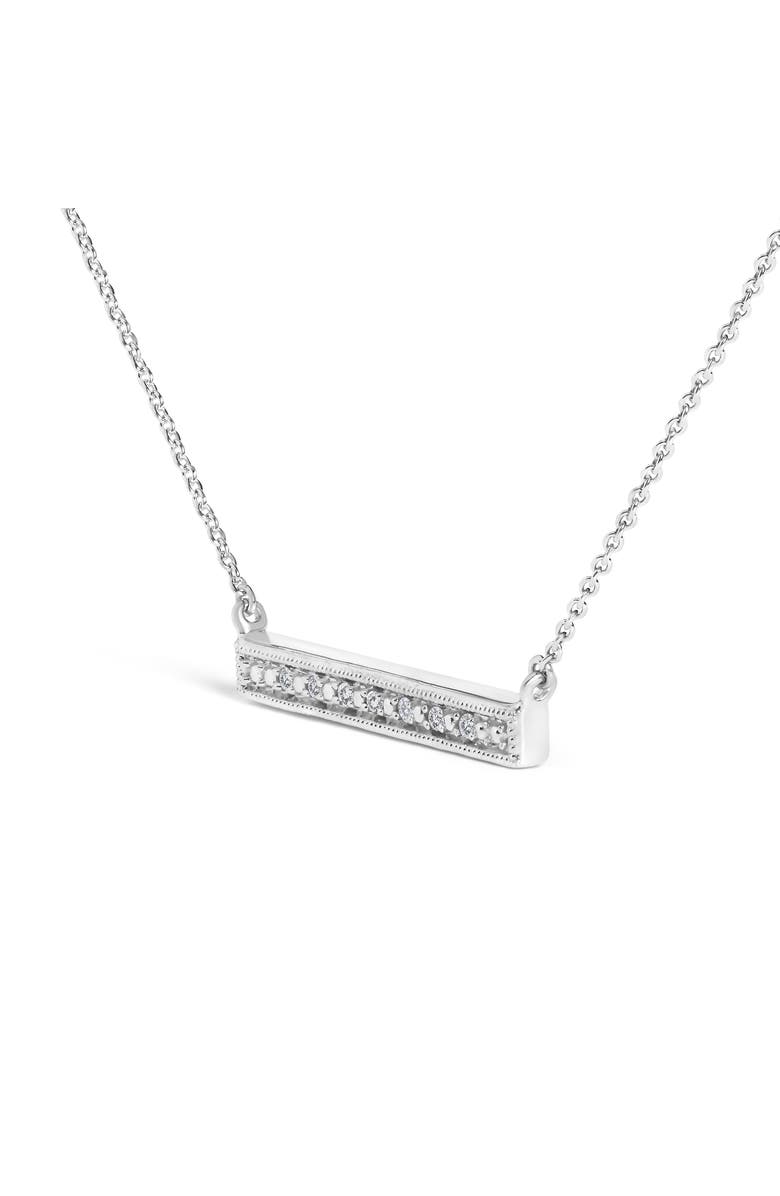 Haus of Brilliance Sterling Silver Diamond Accent Milgrain Bar Pendant Necklace, Alternate, color, Silver