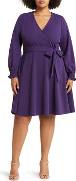 Leota Perfect Long Sleeve Faux Wrap Dress
