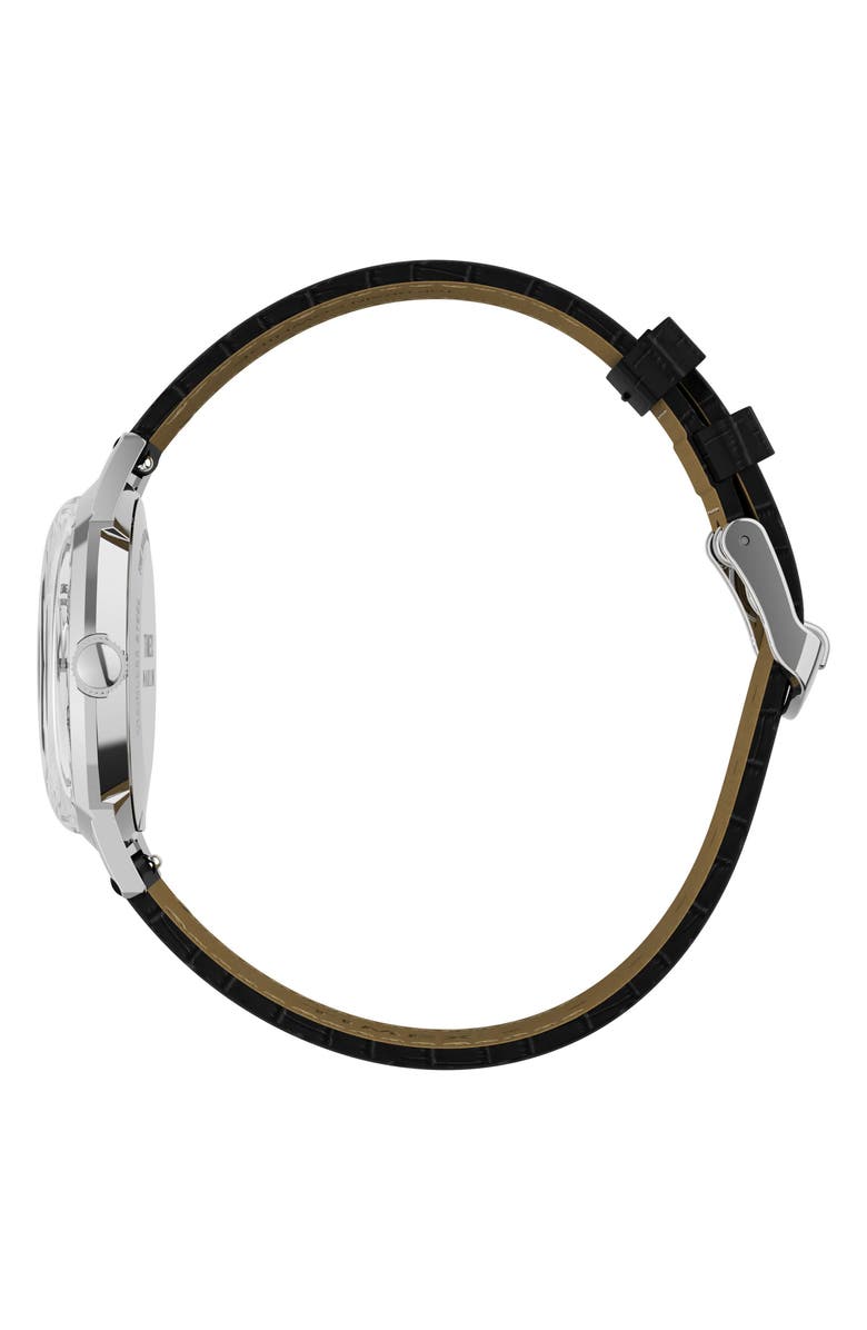 Timex<sup>®</sup> Marlin<sup>®</sup> Croc Embossed Leather Strap Watch, 34mm, Alternate, color, Black