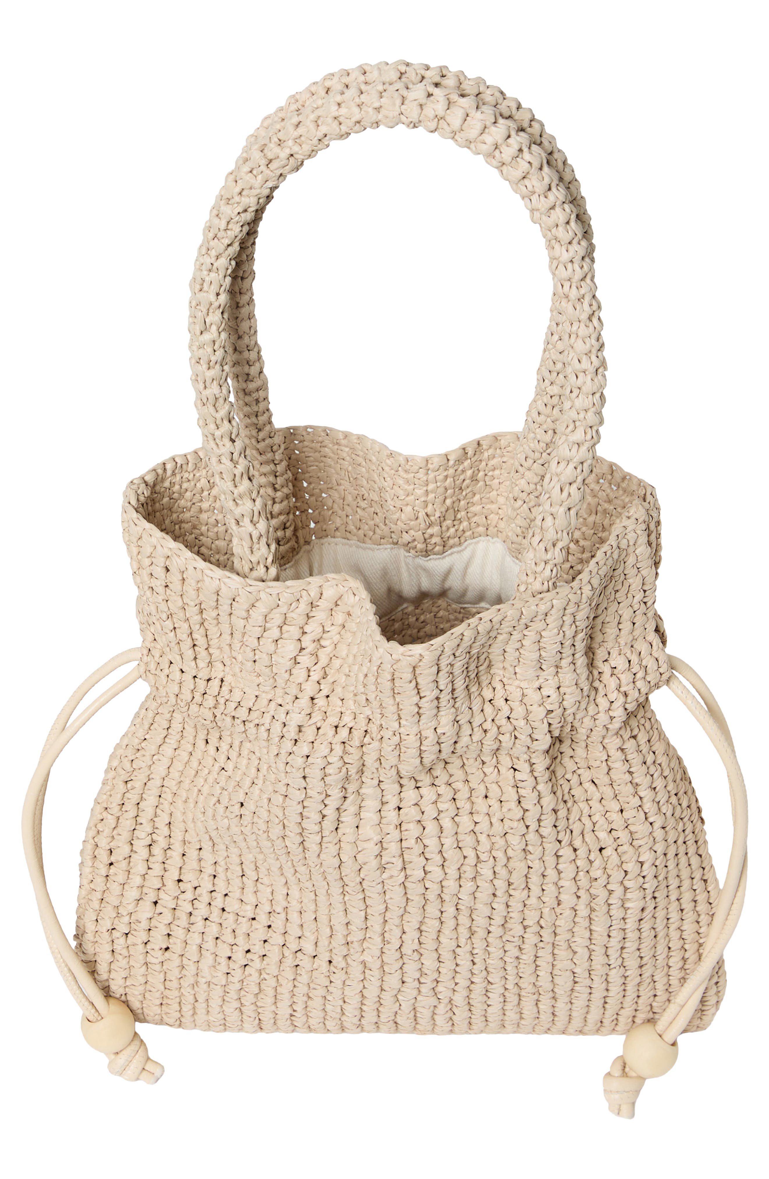 Loeffler Randall Kylie Raffia Drawstring Pouch, Alternate, color, Natural