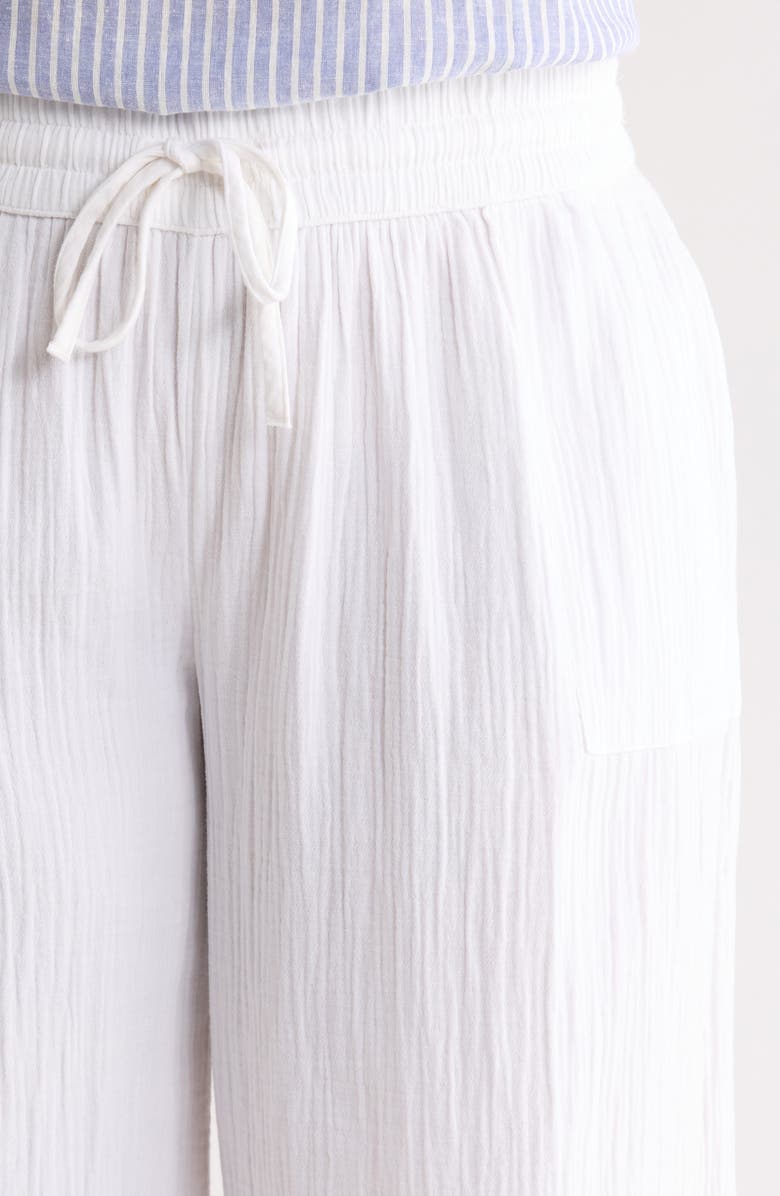 Caslon<sup>®</sup> Wide Leg Cotton Gauze Pants, Alternate, color, White