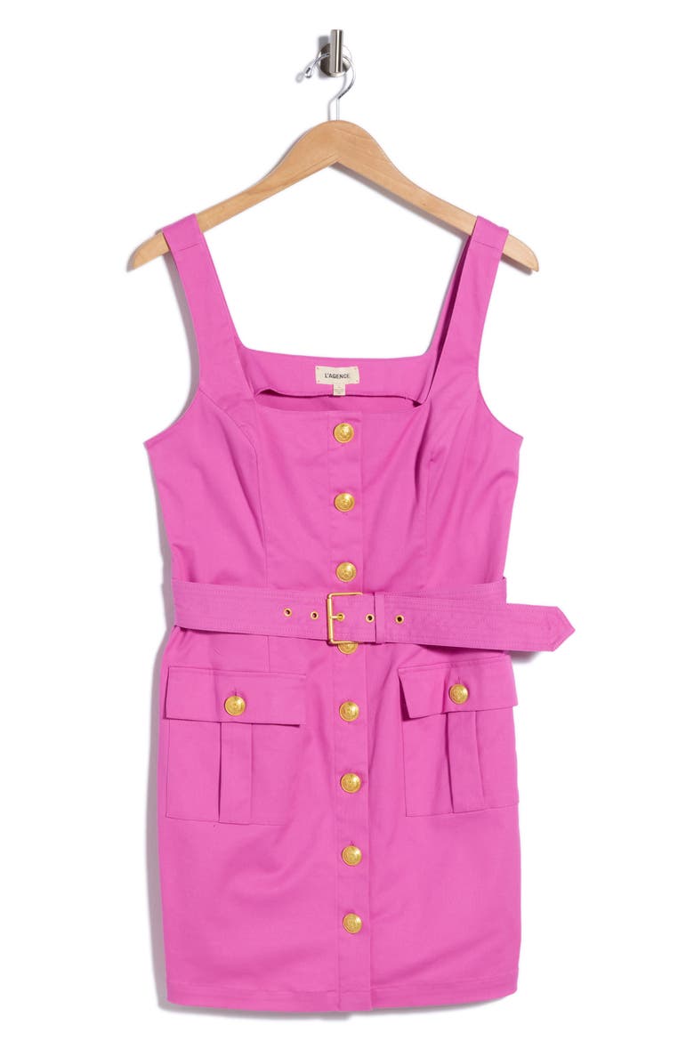 Midy Button Sleeveless Stretch Cotton Minidress, Main, color, DUSTY FUCHSIA
