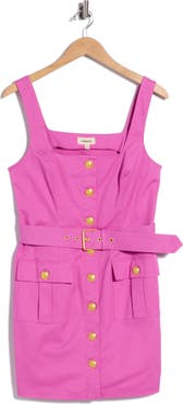 L'AGENCE Midy Button Sleeveless Stretch Cotton Minidress