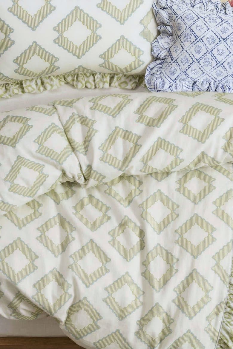 Cotton Diamond Bedding Set, Alternate, color, Green Diamond