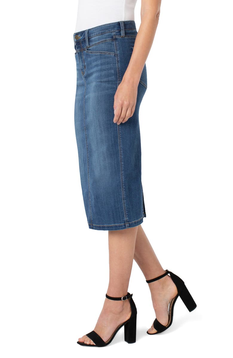 Liverpool Los Angeles Front Yoke Denim Midi Skirt, Alternate, color, 