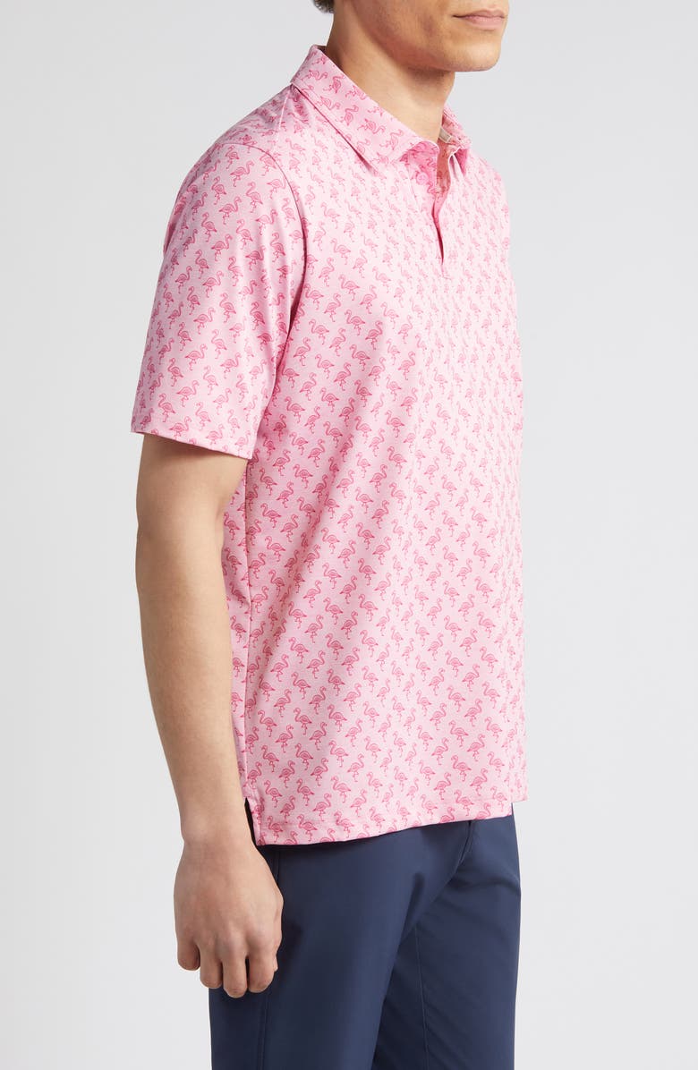 Johnston & Murphy XC4<sup>®</sup> Flamingo Print Performance Golf Polo, Alternate, color, 